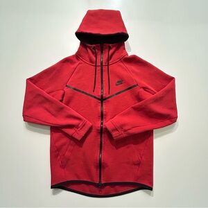 Nike Men's Tech Fleece Windrunner Jacket Hoodie University Red Black Small